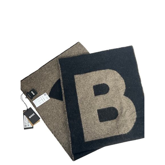 Hugo Boss Scarf Armin 2 wool blend scarf italy new mens gift brown black